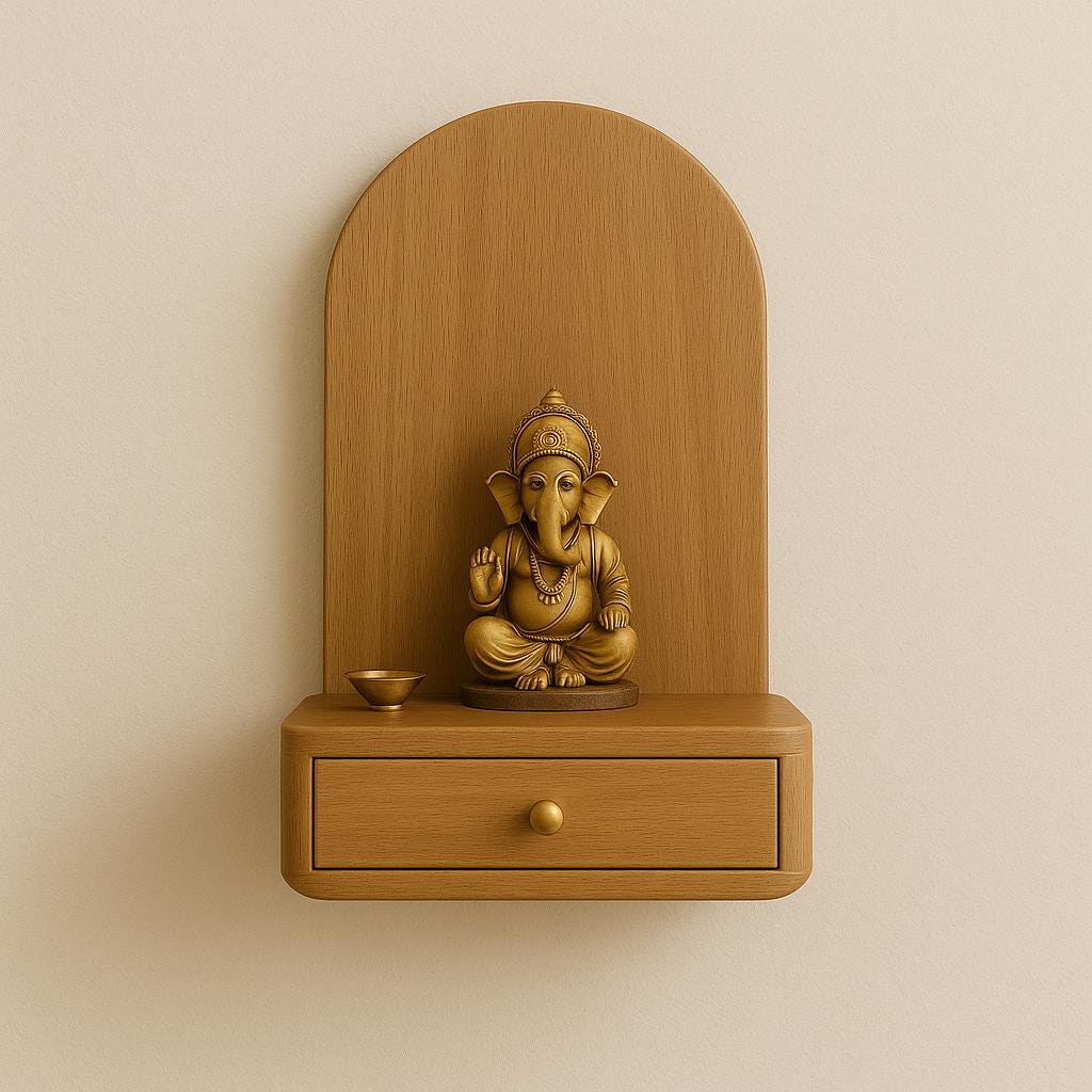 Handcrafted Teak Wooden Mandir | Wall & Floor Temple