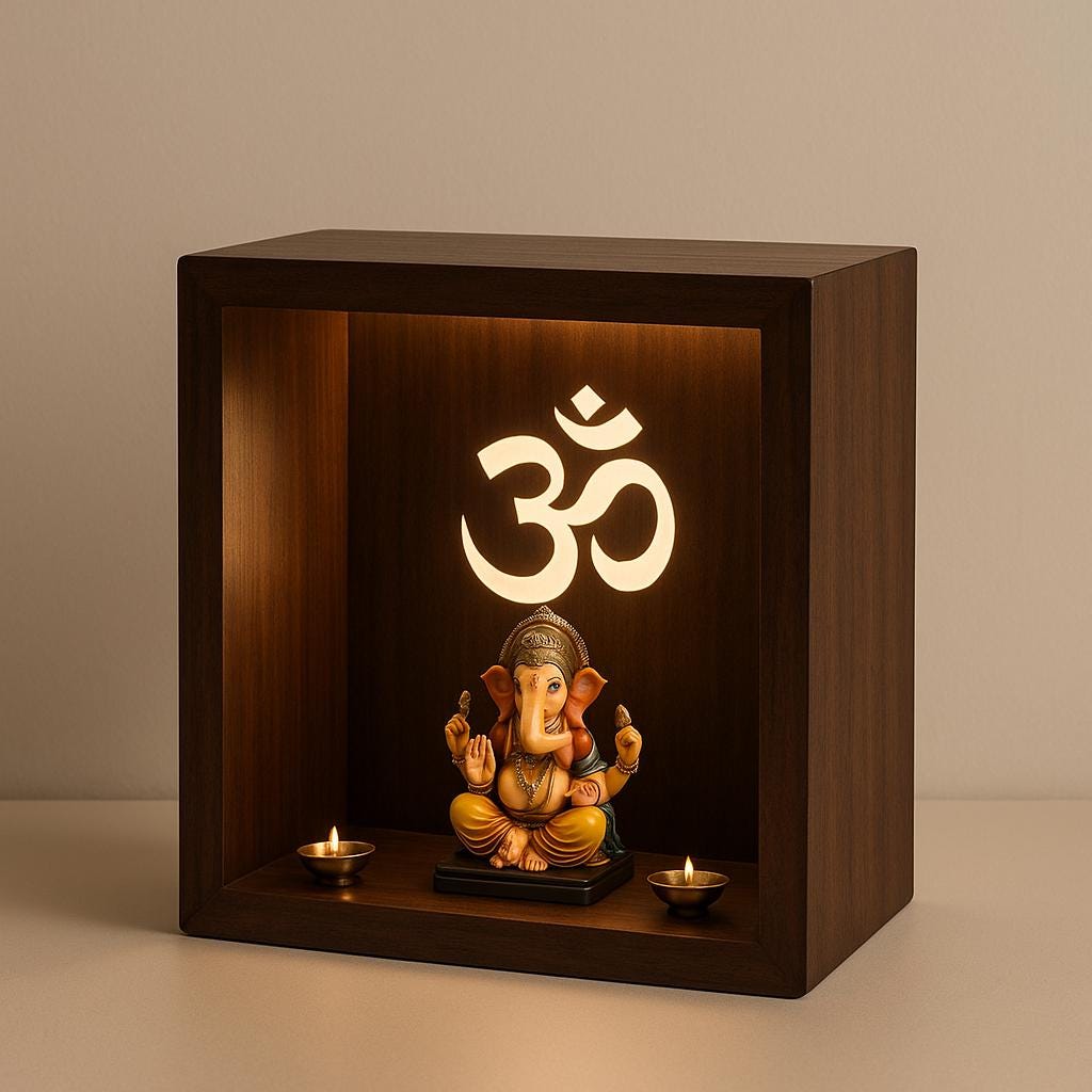 Handcrafted Teak Wooden Mandir | Wall & Floor Temple