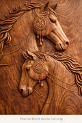 Wooden Horse Wall Panel - Hand Carved Solid Wood Decor
