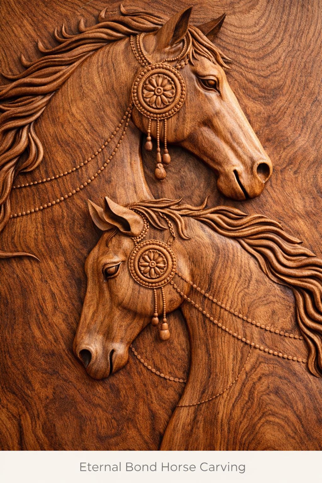 Horse Wall Art Panel - Hand Carved Wood