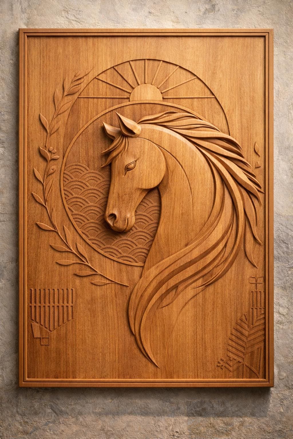 Minimalist Horse Wall Art | Hand Carved Wooden Horse | Modern Japandi Wall Decor