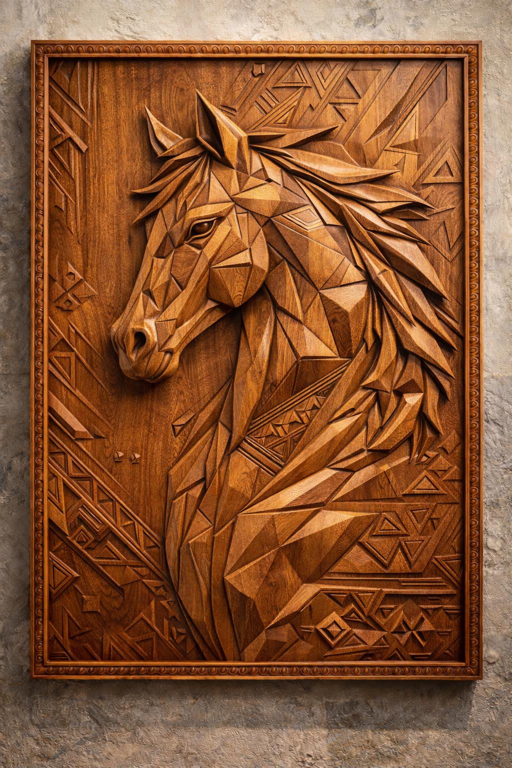 Minimalist Horse Wall Art | Hand Carved Wooden Horse | Modern Japandi Wall Decor