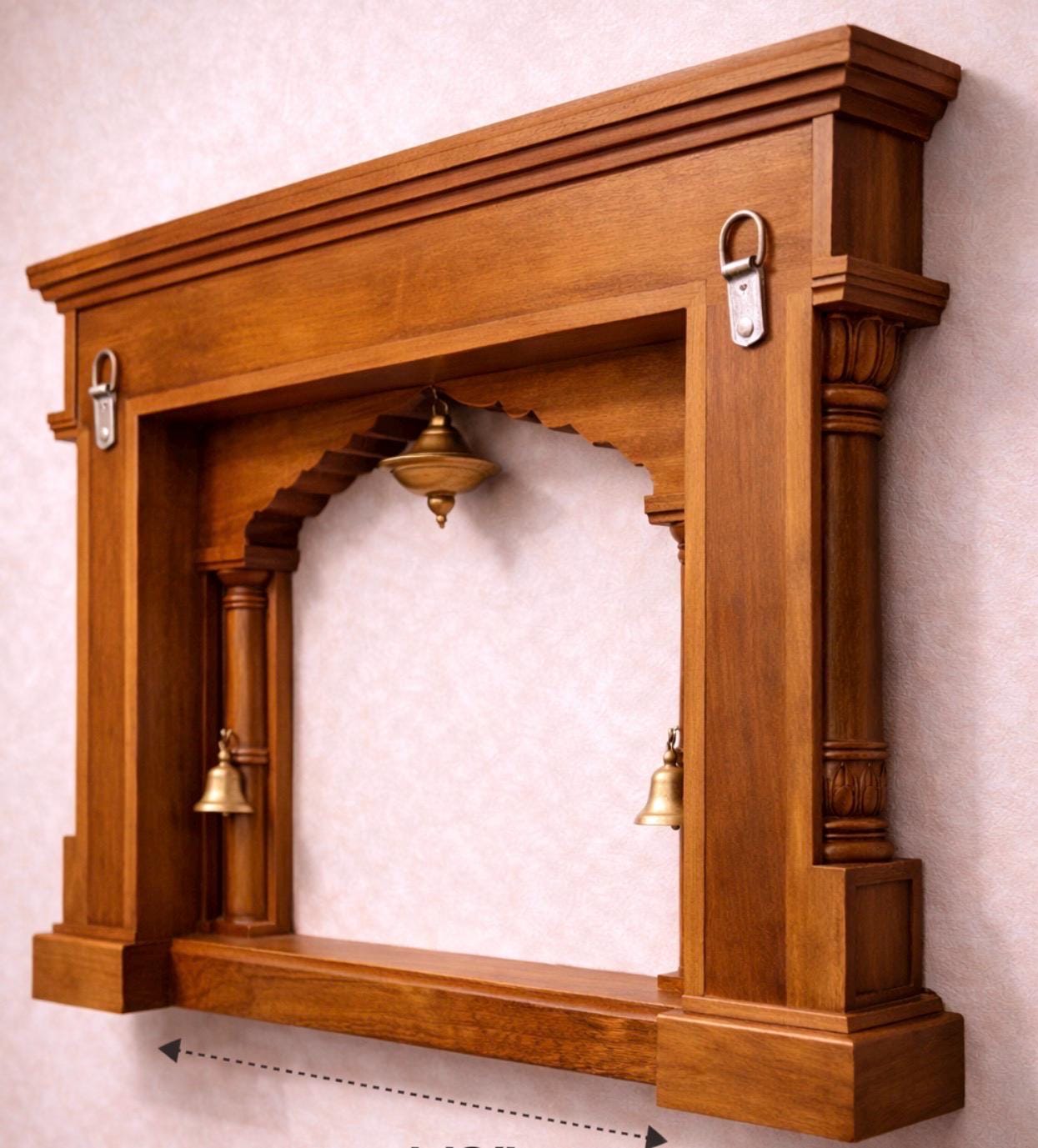 Jai Shri Ram Wall Mandir - Hand Carved Teak Wood 36x24