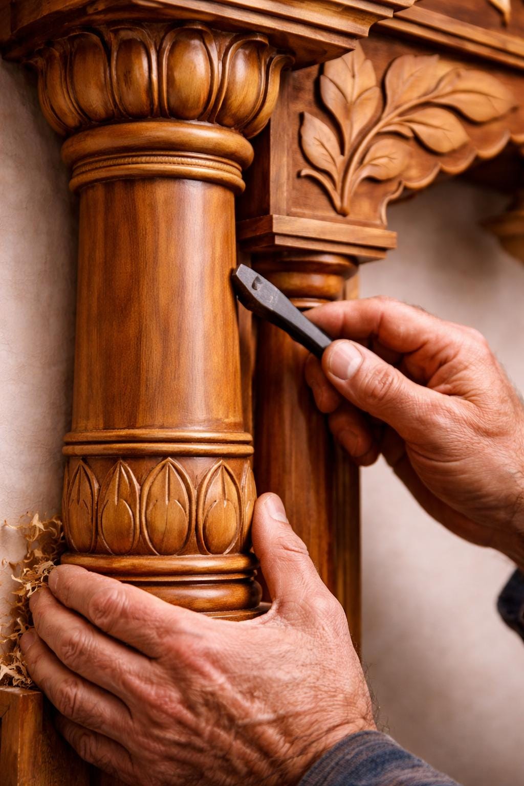 Jai Shri Ram Wall Mandir - Hand Carved Teak Wood 36x24