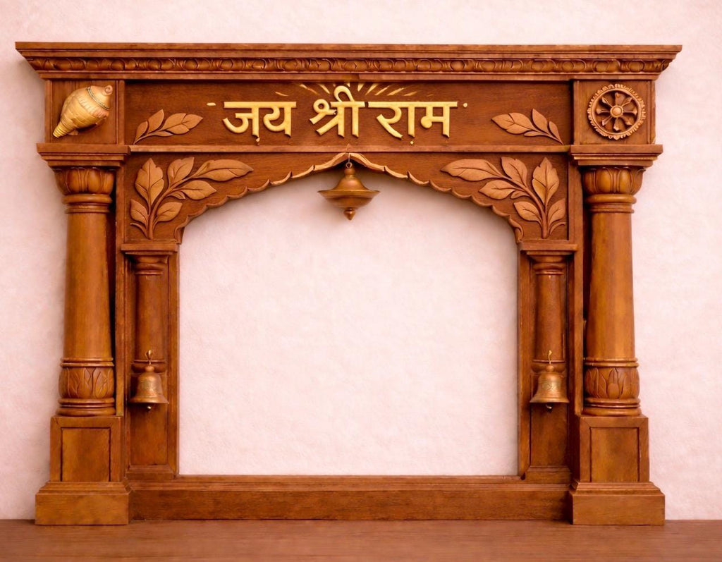 Jai Shri Ram Wall Mandir - Hand Carved Teak Wood 36x24
