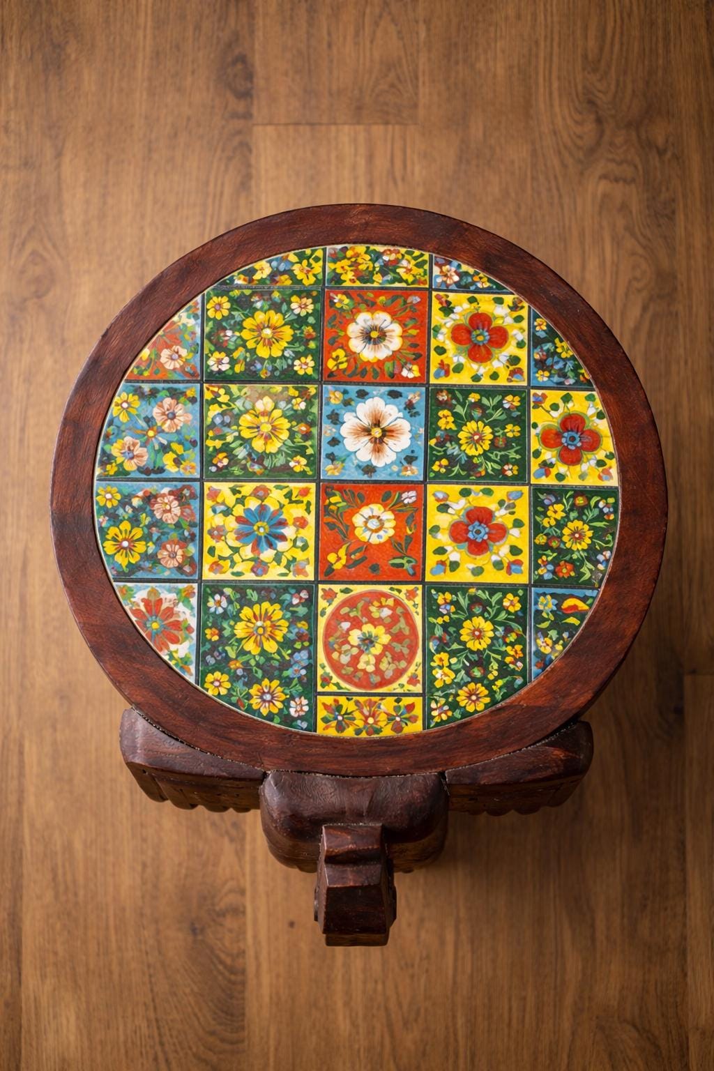 Elephant Side Table - Colorful Tile Top