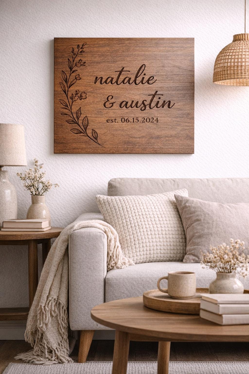 Personalized Wooden Name Sign - Custom Engraved Wall Art
