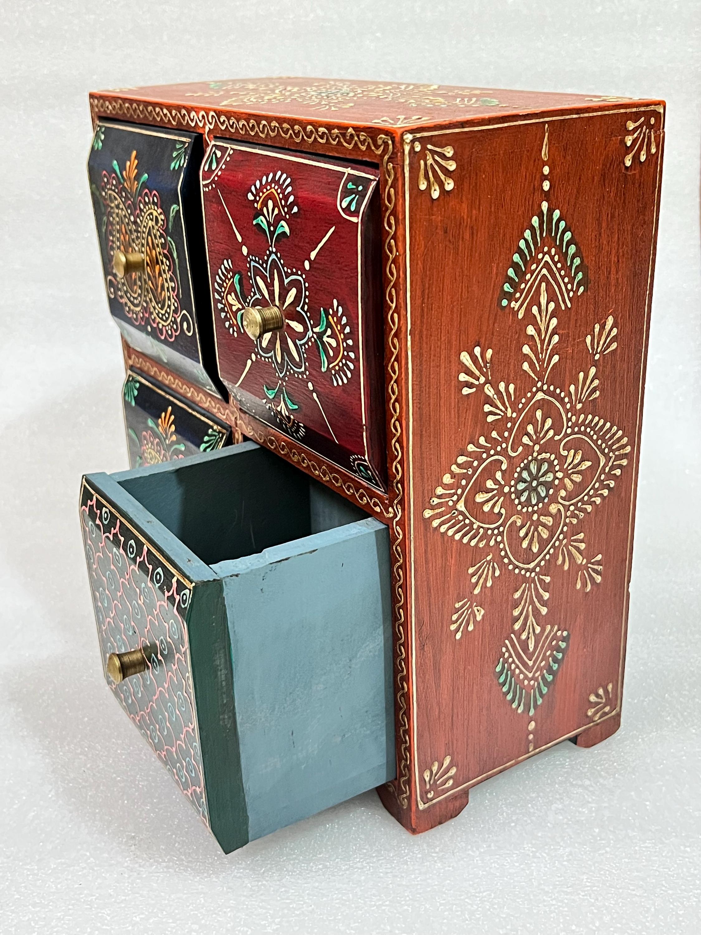Wooden Jewelry Chest - 4 Drawers