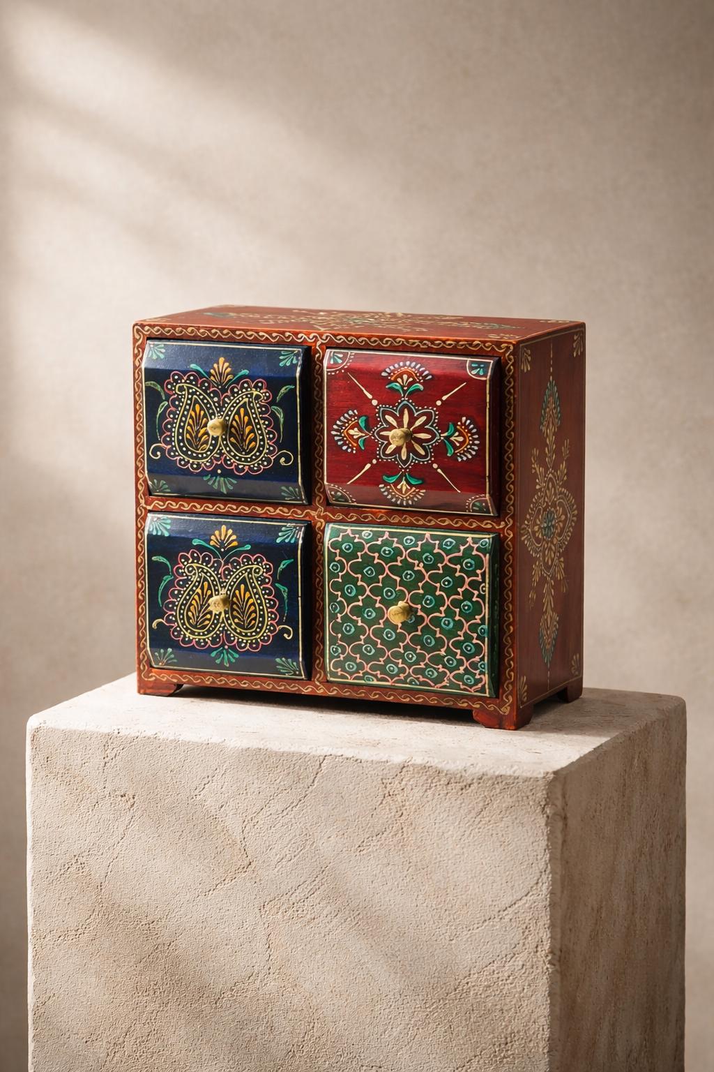 Wooden Jewelry Chest - 4 Drawers