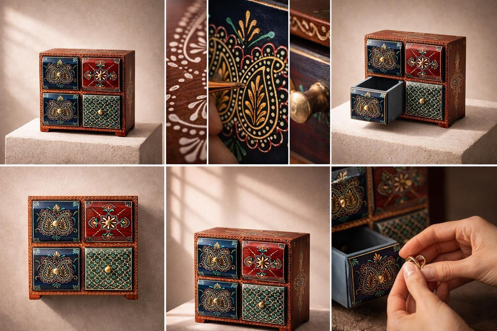 Wooden Jewelry Chest - 4 Drawers