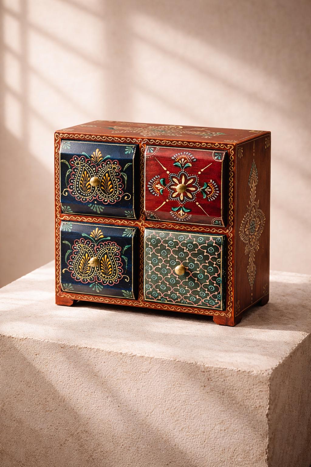 Wooden Jewelry Chest - 4 Drawers