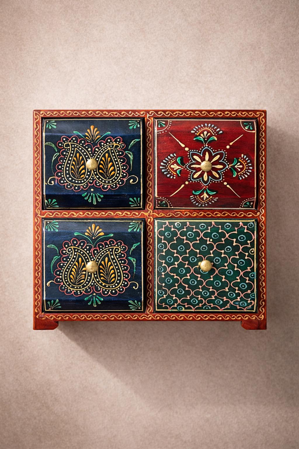 Wooden Jewelry Chest - 4 Drawers