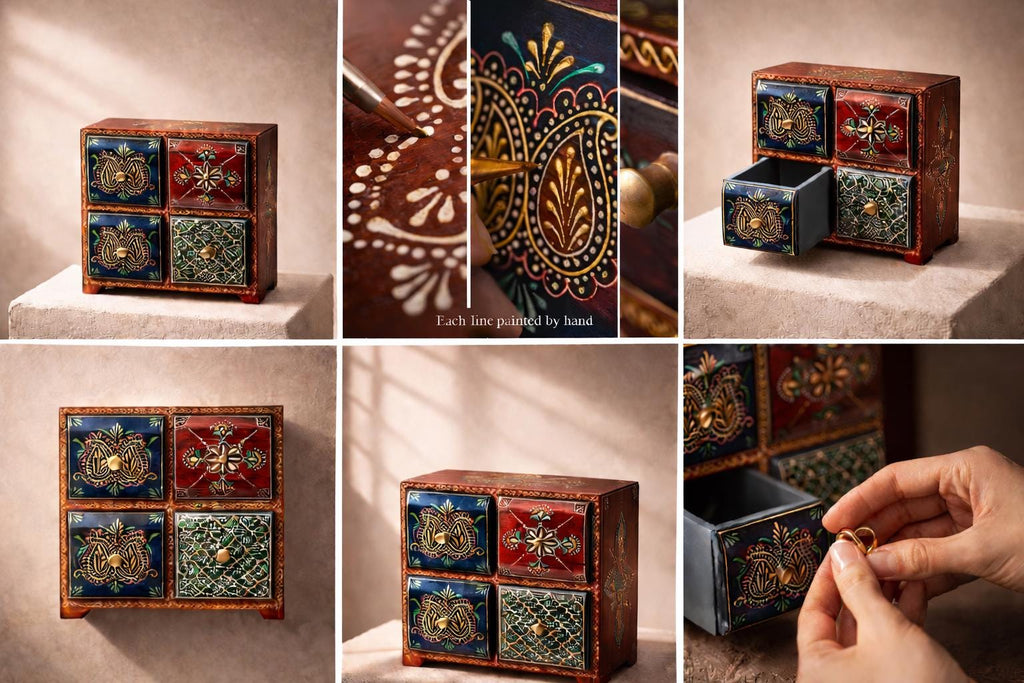 Wooden Jewelry Chest - 4 Drawers