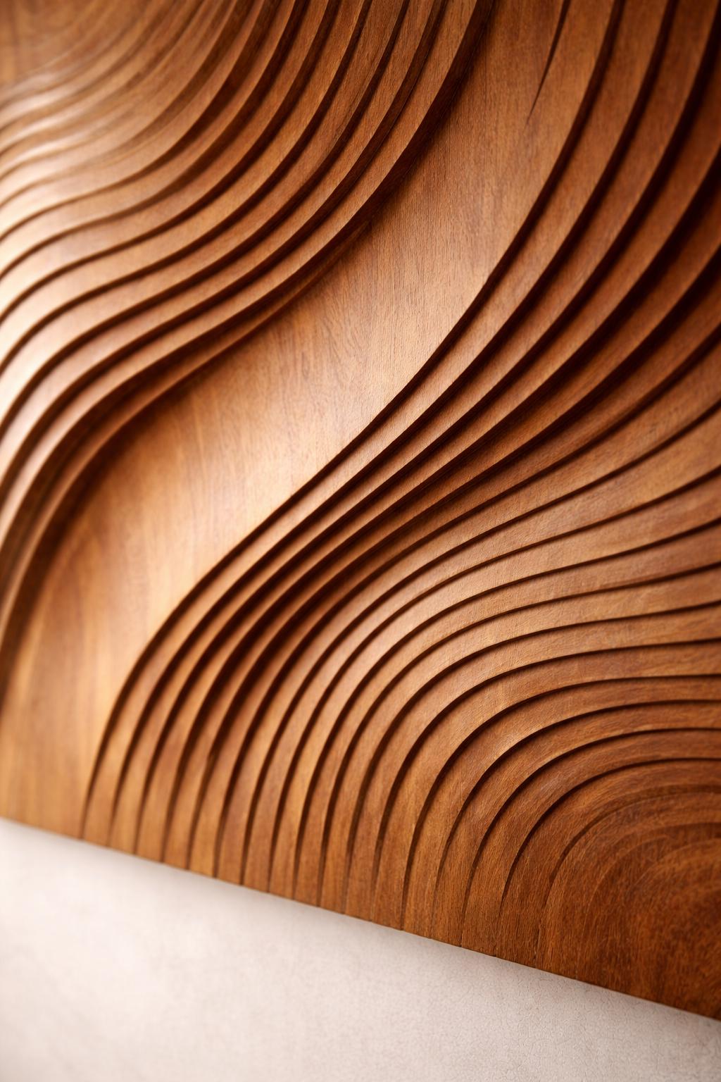 Parametric Wooden Wall Panel - Wave Sculpture