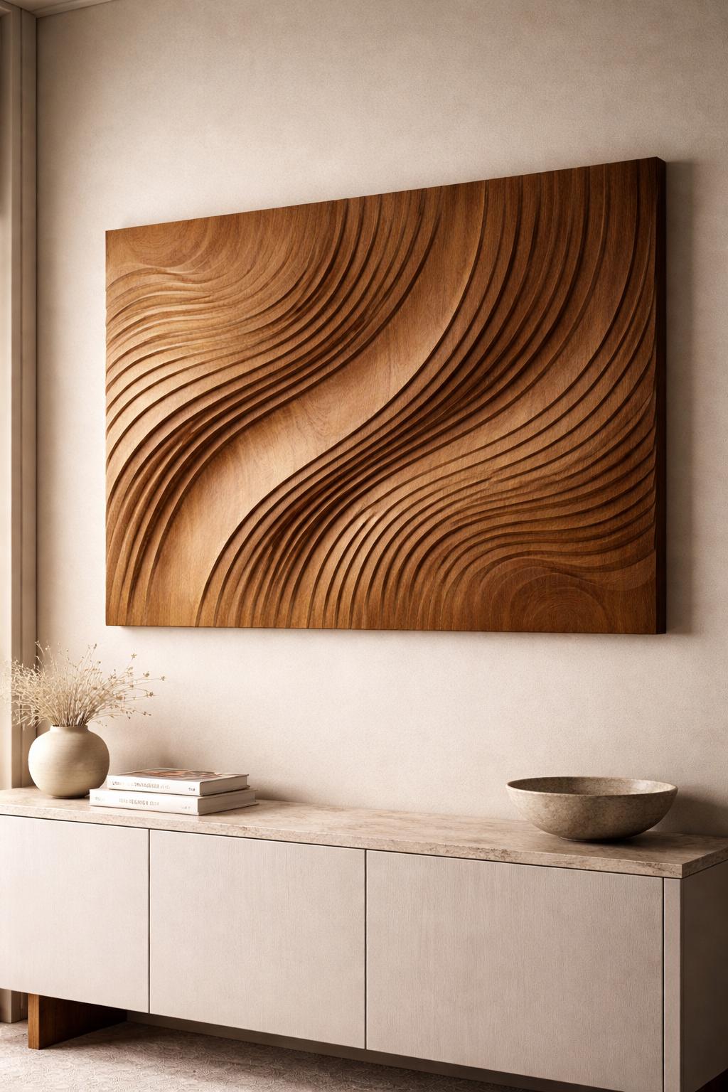 Parametric Wooden Wall Panel - Wave Sculpture