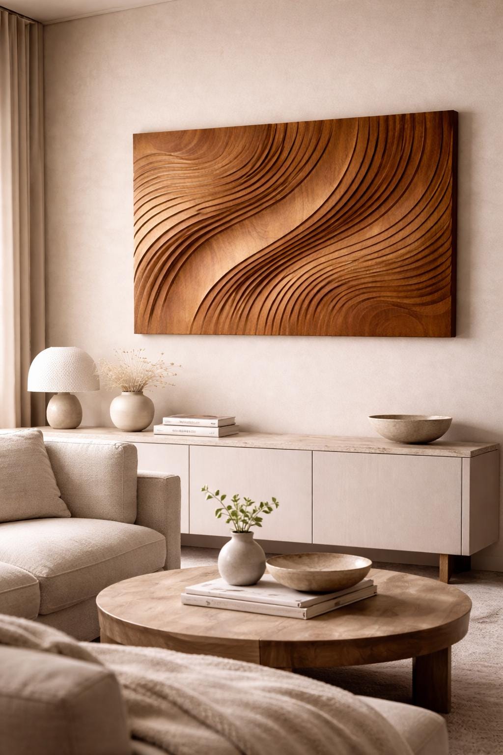 Parametric Wooden Wall Panel - Wave Sculpture