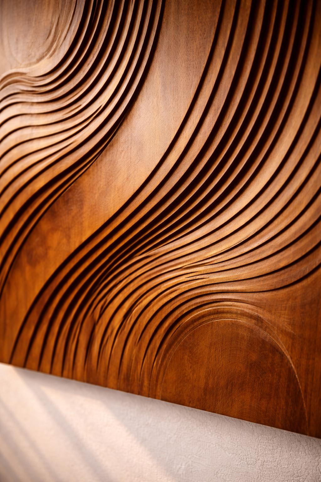 Parametric Wooden Wall Panel - Wave Sculpture