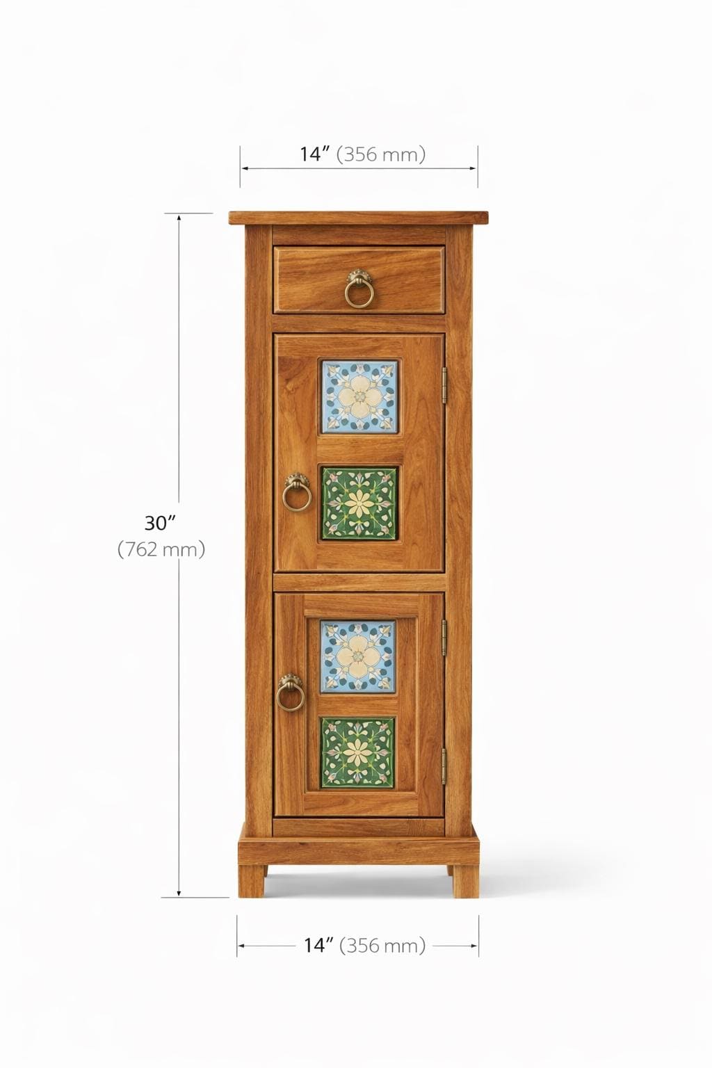 Hand Painted Tile Bedside Cabinet