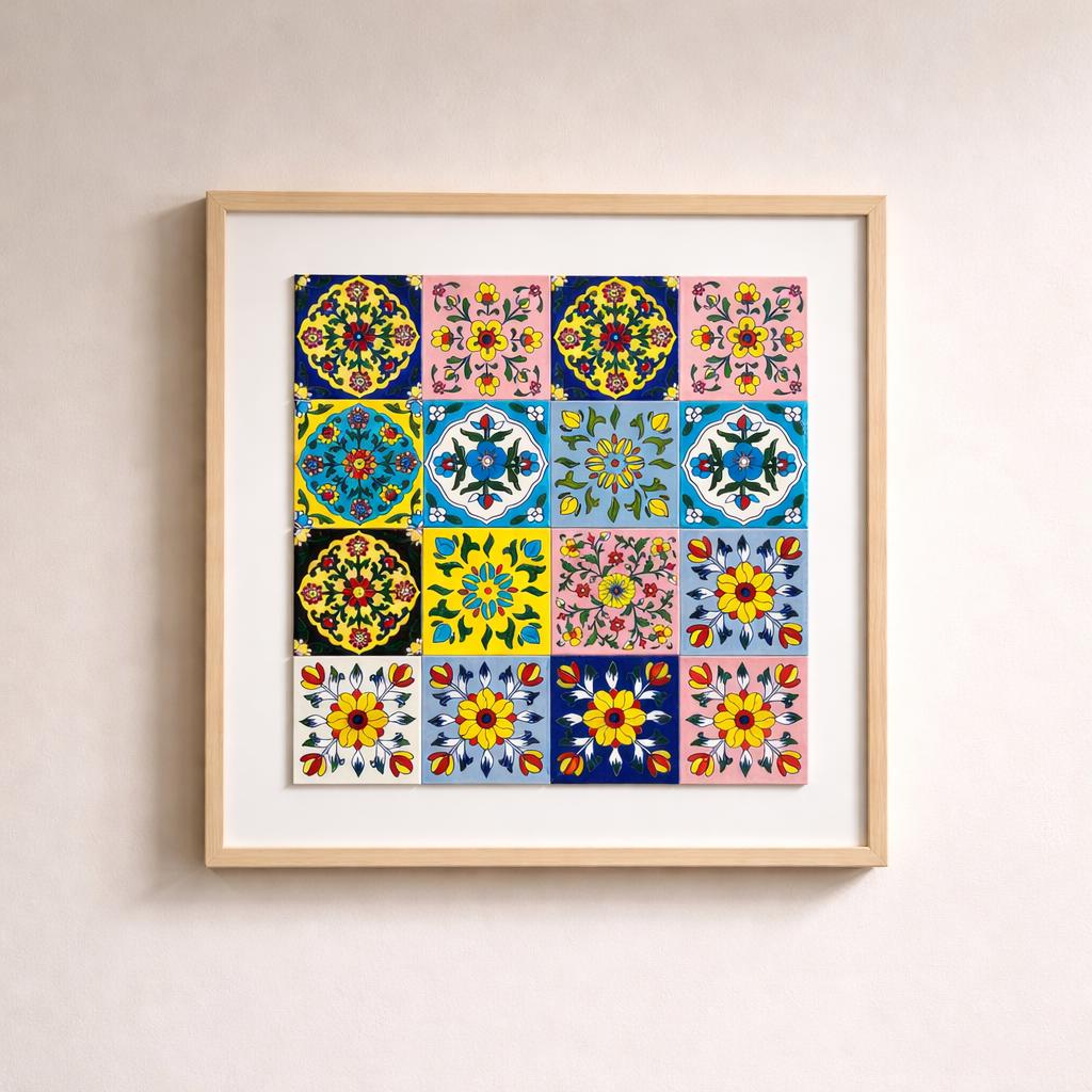Hand Painted Ceramic Tile Art | Framed Mosaic