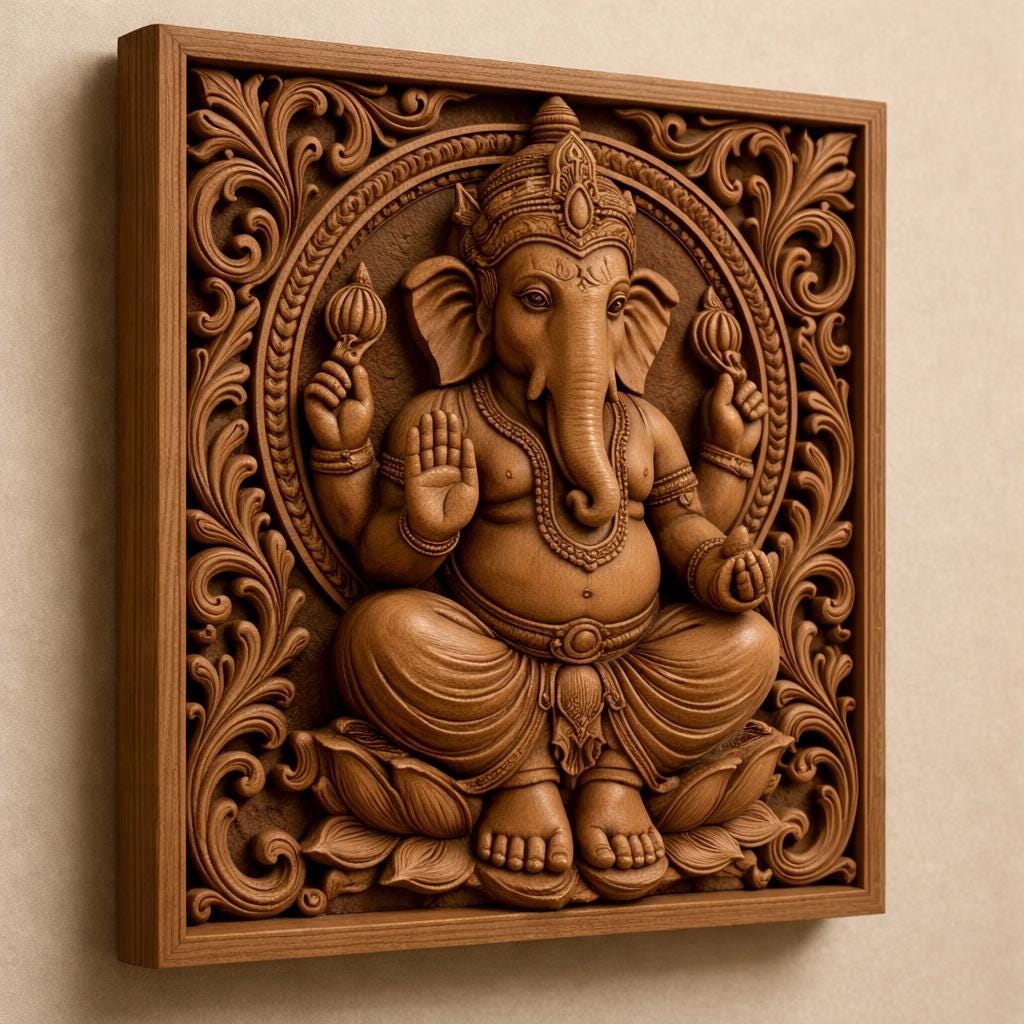 Ganesha Wall Panel - Pooja Room Decor