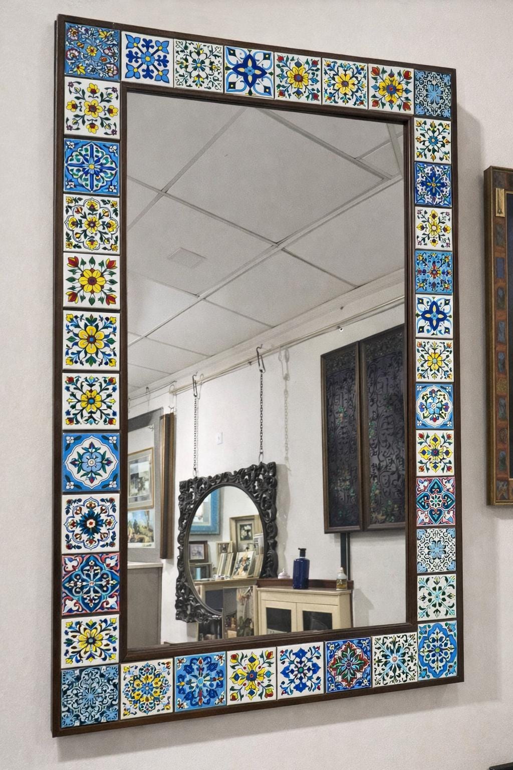 Handmade Tile Frame Mirror   Entryway, Living Room or Bathroom Decor