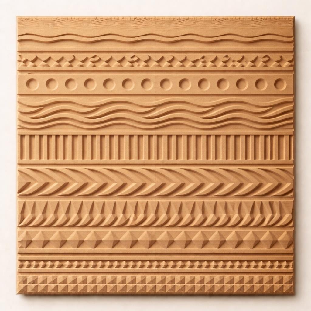 Hand Carved Geometric Wooden Wall Panel