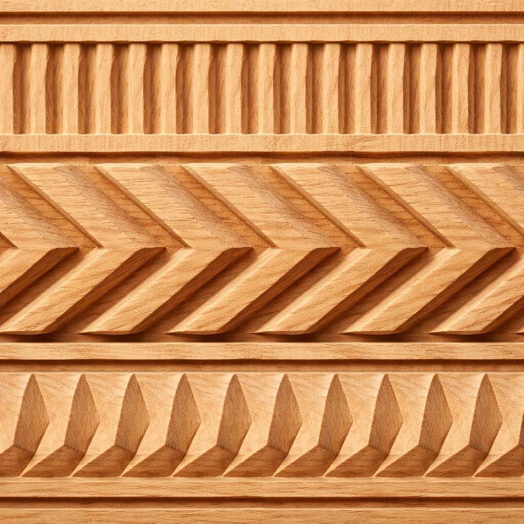 Hand Carved Geometric Wooden Wall Panel