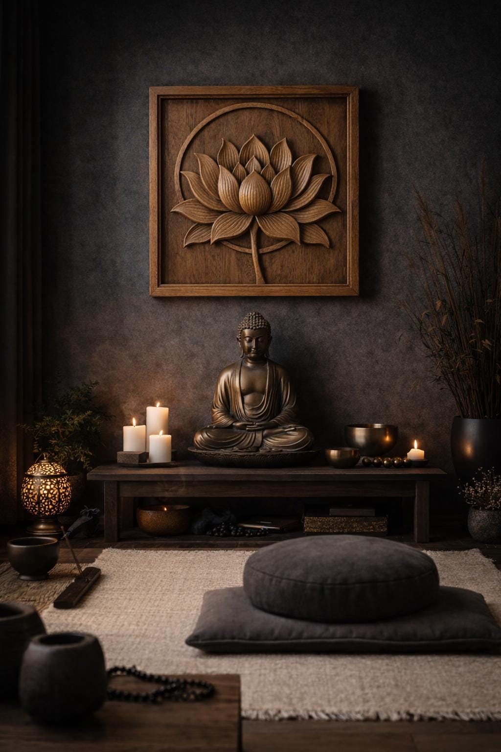 Hand-Carved Wooden Lotus Wall Art  Spiritual Mandala Decor