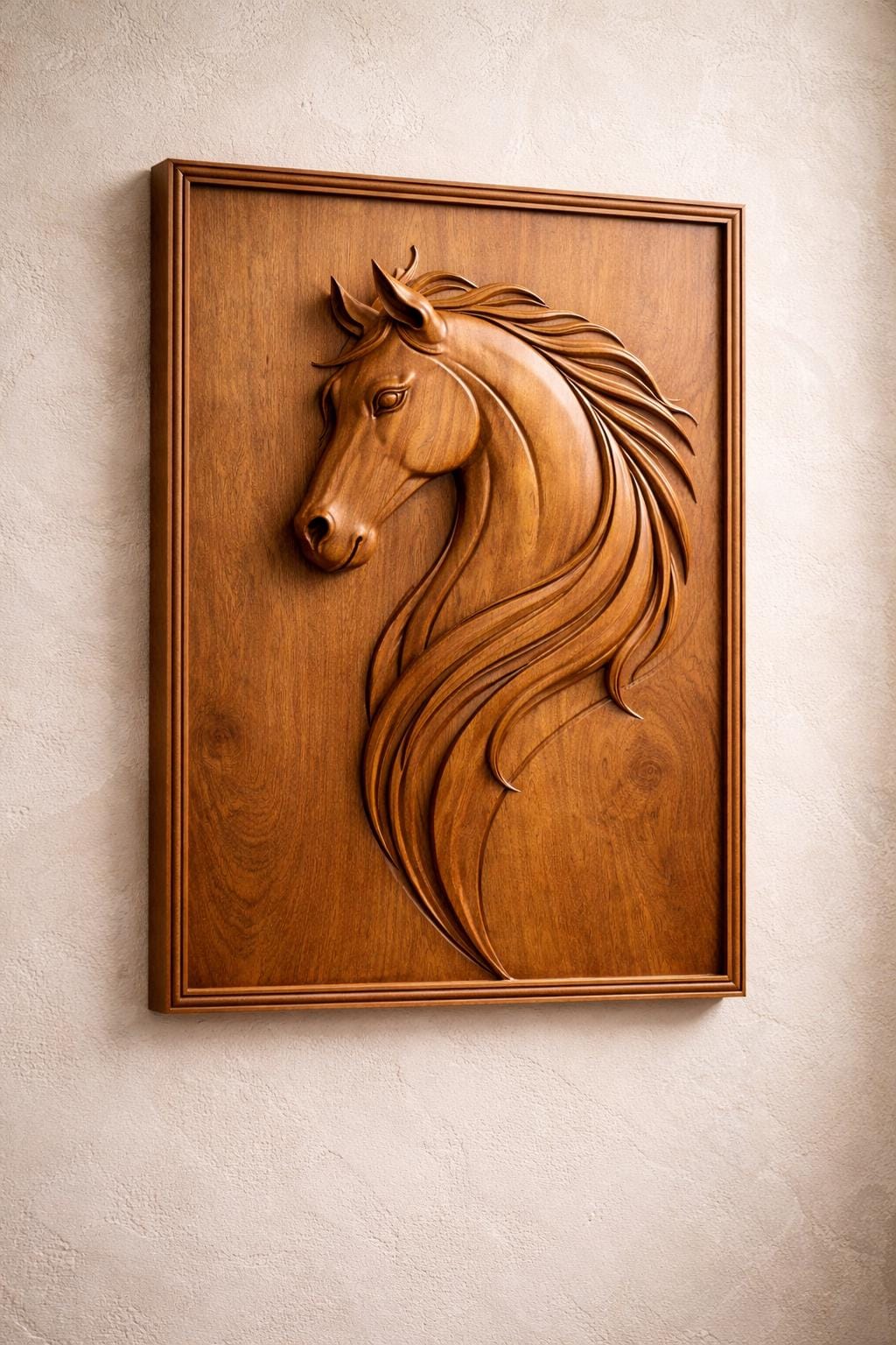 Minimalist Horse Wall Art | Hand Carved Wooden Horse | Modern Japandi Wall Decor