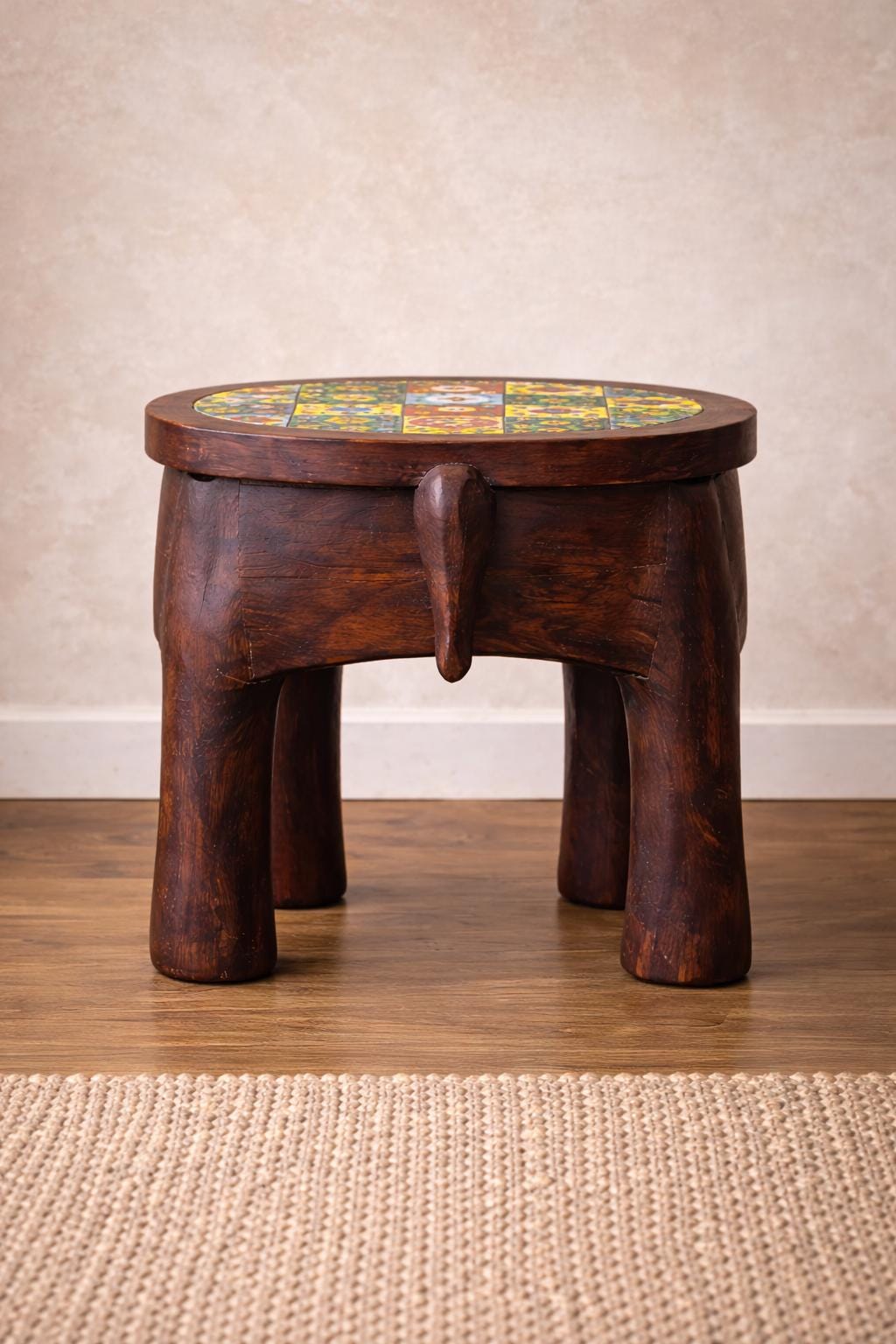 Elephant Side Table - Colorful Tile Top