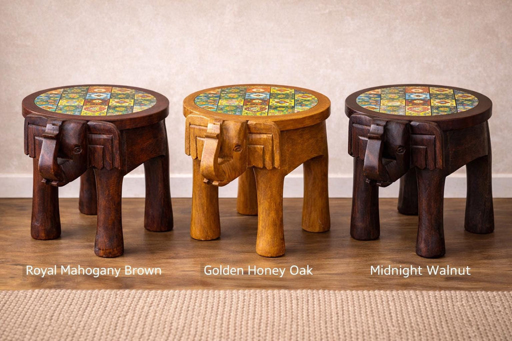 Elephant Side Table - Colorful Tile Top