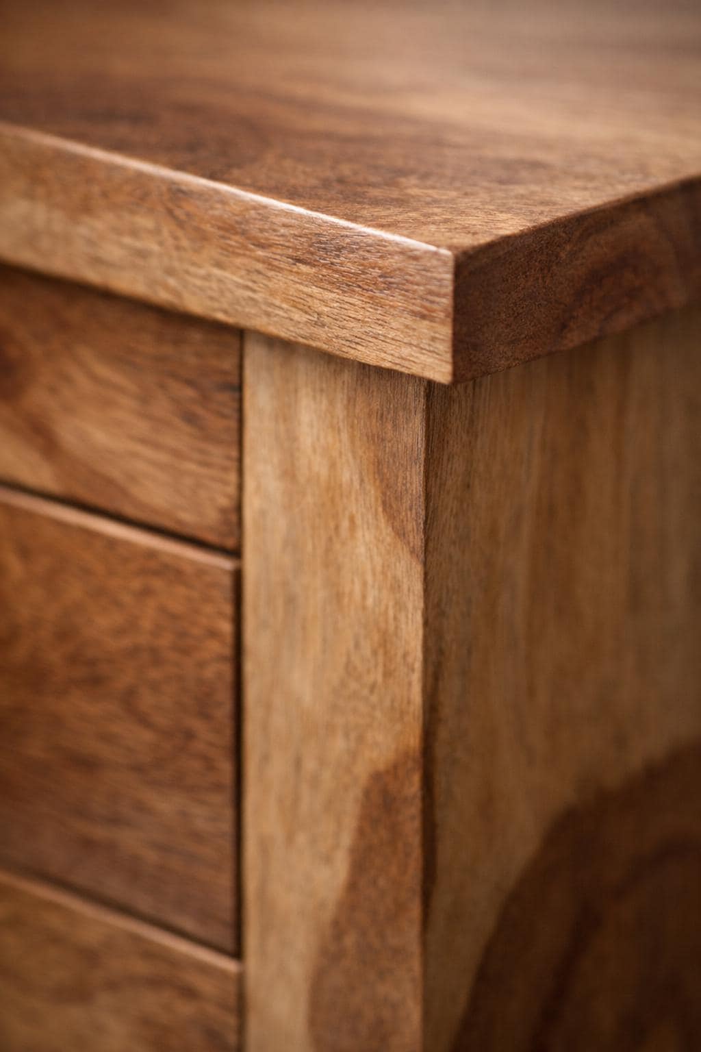 Mango Wood Nightstand - Drawer & Cabinet