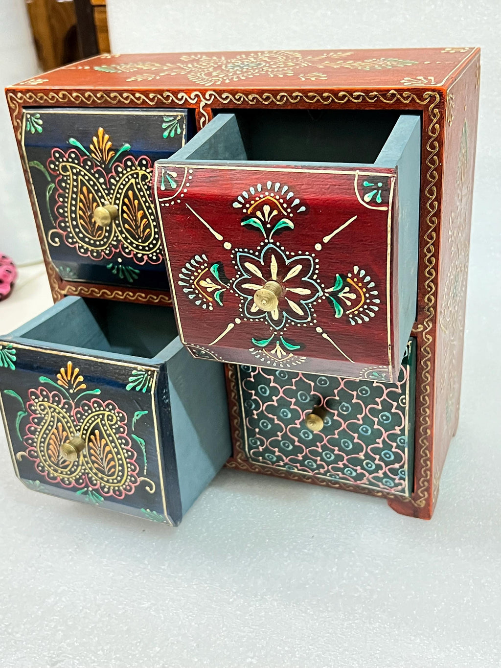 Wooden Jewelry Chest - 4 Drawers