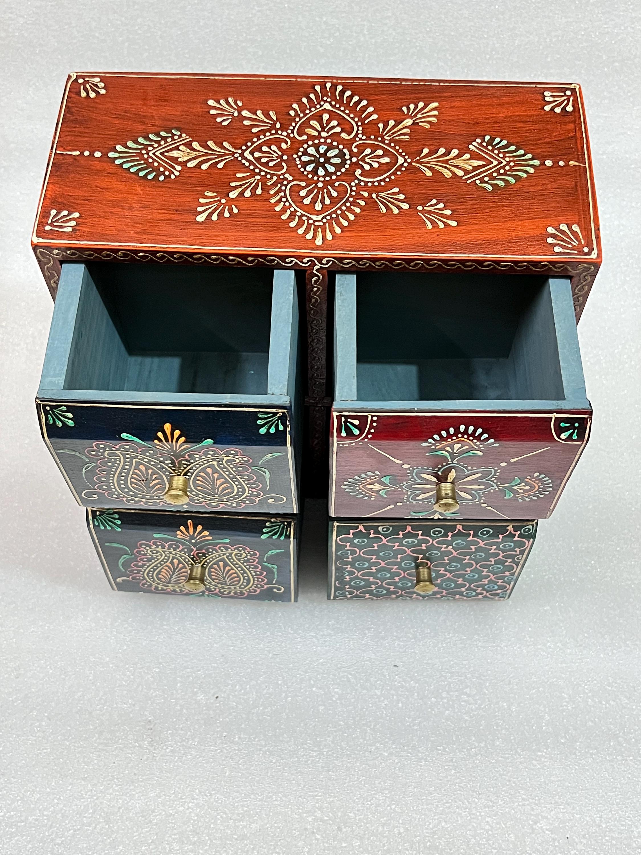 Wooden Jewelry Chest - 4 Drawers