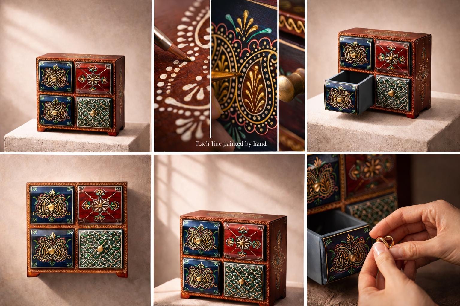 Wooden Jewelry Chest - 4 Drawers