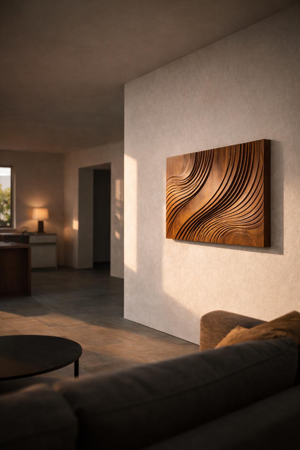 Parametric Wooden Wall Panel - Wave Sculpture