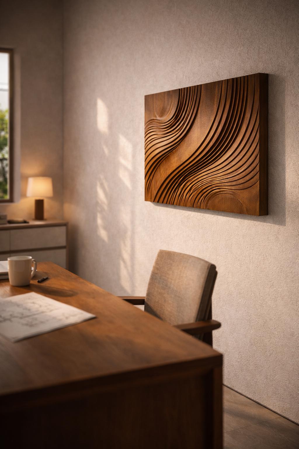 Parametric Wooden Wall Panel - Wave Sculpture