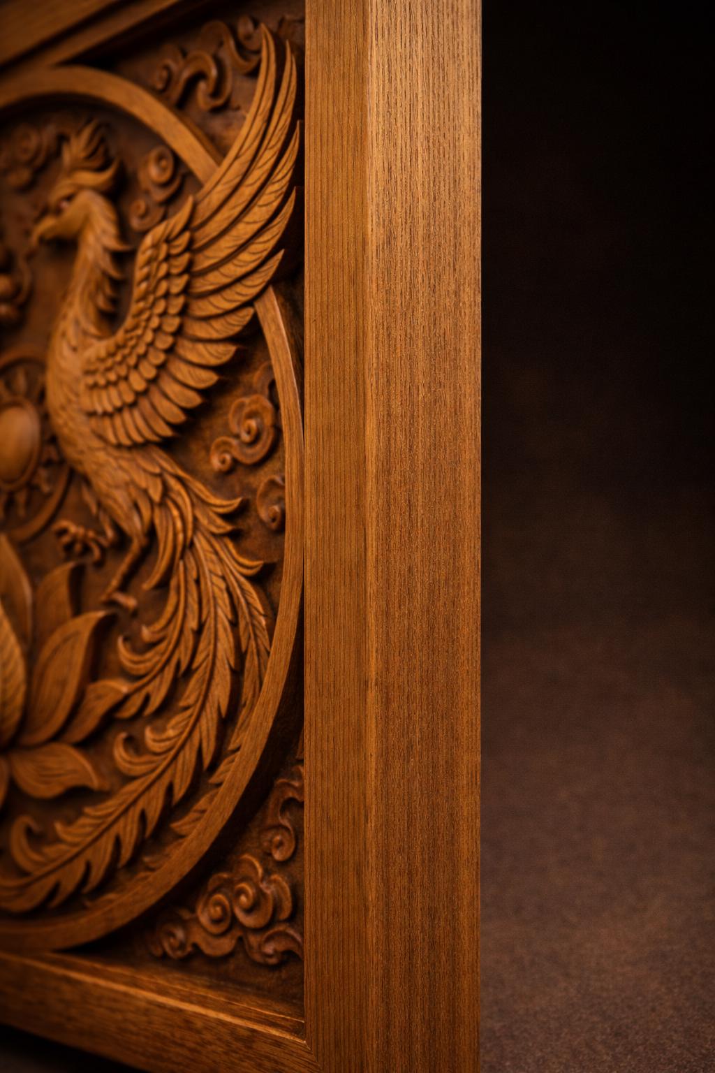 Dragon Phoenix Lotus Wooden Wall Art | Feng Shui Decor