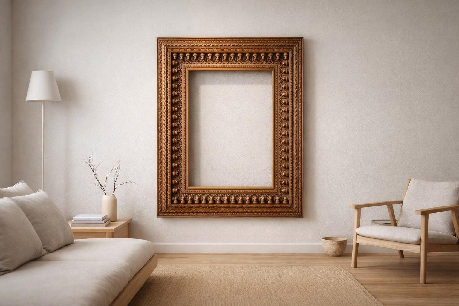 Hand Carved Teak Wood Mirror Frame | Royal Jharokha Style