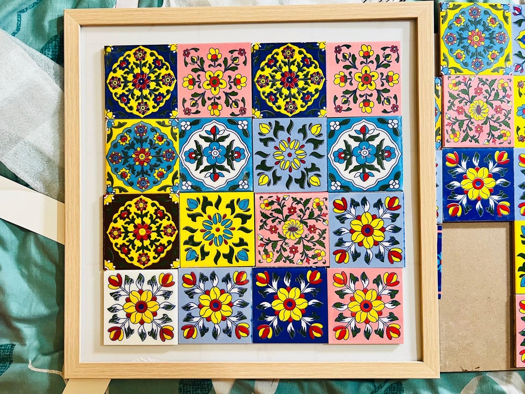 Hand Painted Ceramic Tile Art | Framed Mosaic
