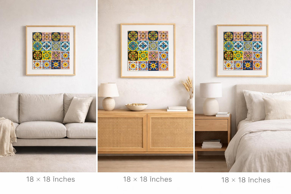 Hand Painted Ceramic Tile Art | Framed Mosaic