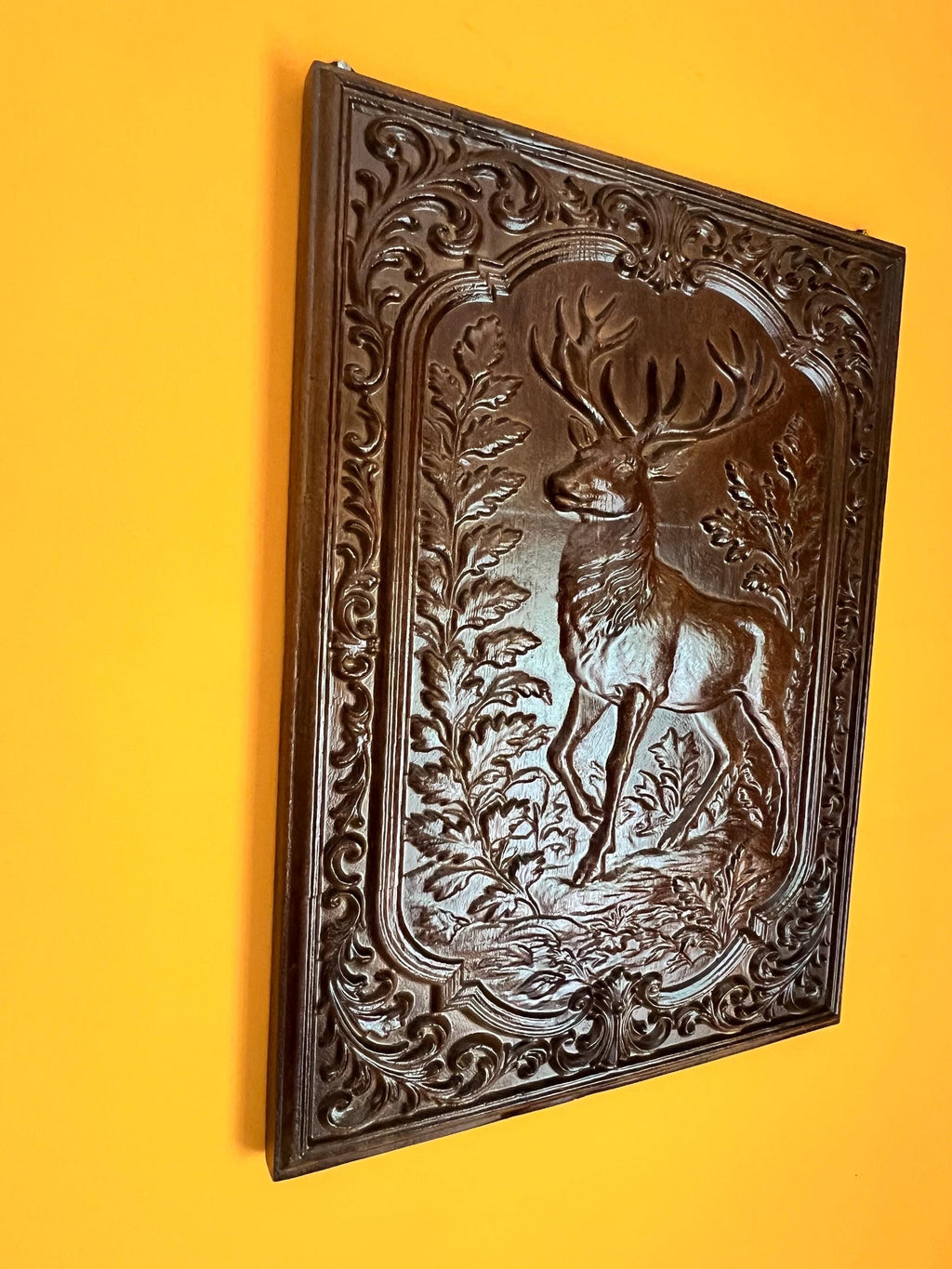 Wooden Deer Wall Panel |  Wildlife Art | Rustic Teak Finish Wall Decor | Royal Home Accent