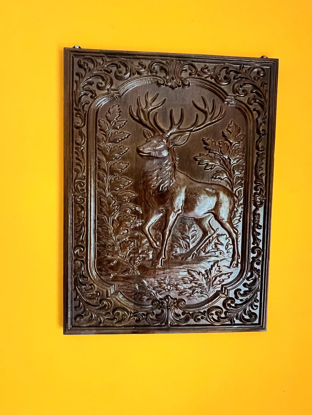 Wooden Deer Wall Panel |  Wildlife Art | Rustic Teak Finish Wall Decor | Royal Home Accent