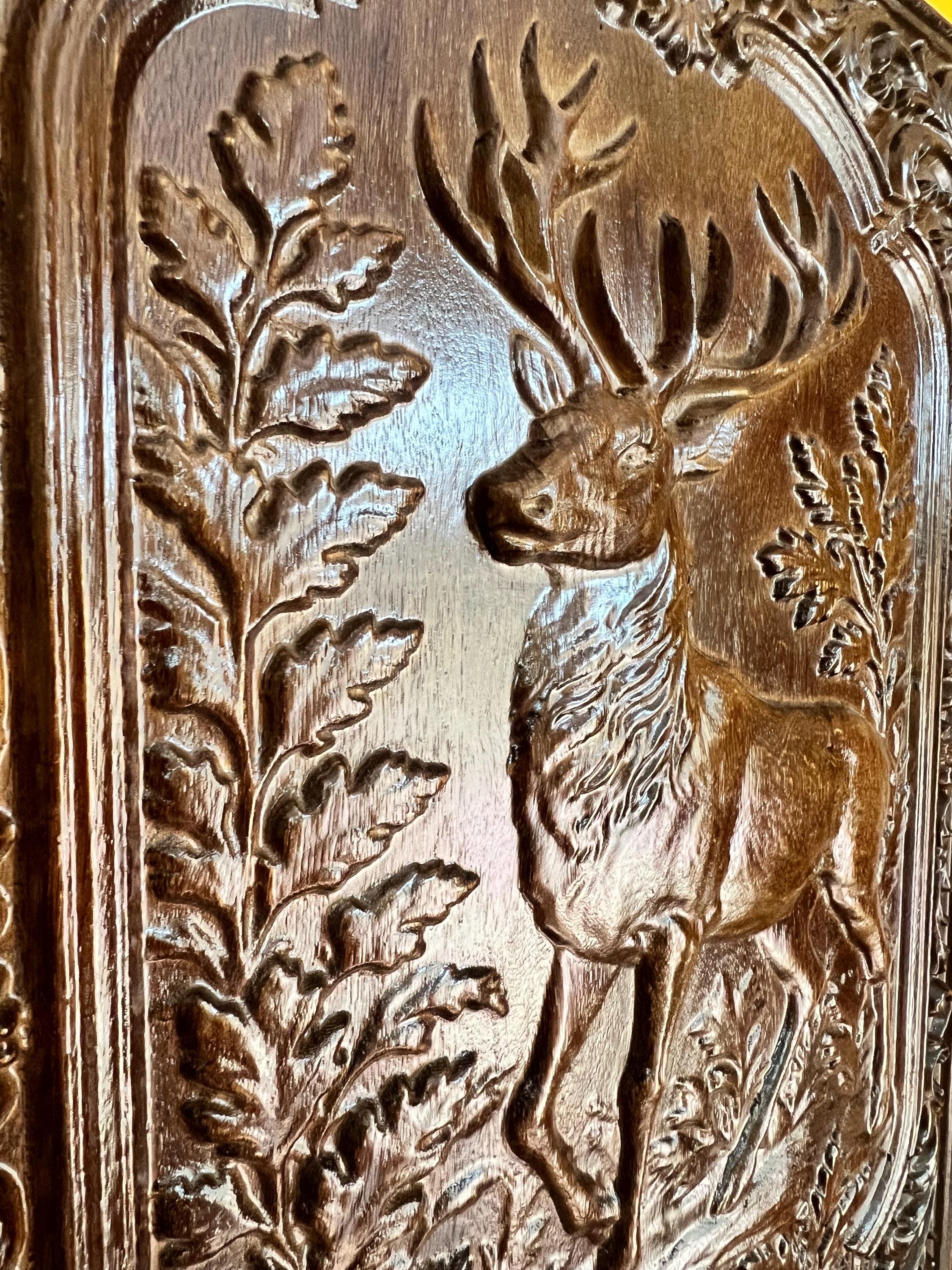 Wooden Deer Wall Panel |  Wildlife Art | Rustic Teak Finish Wall Decor | Royal Home Accent