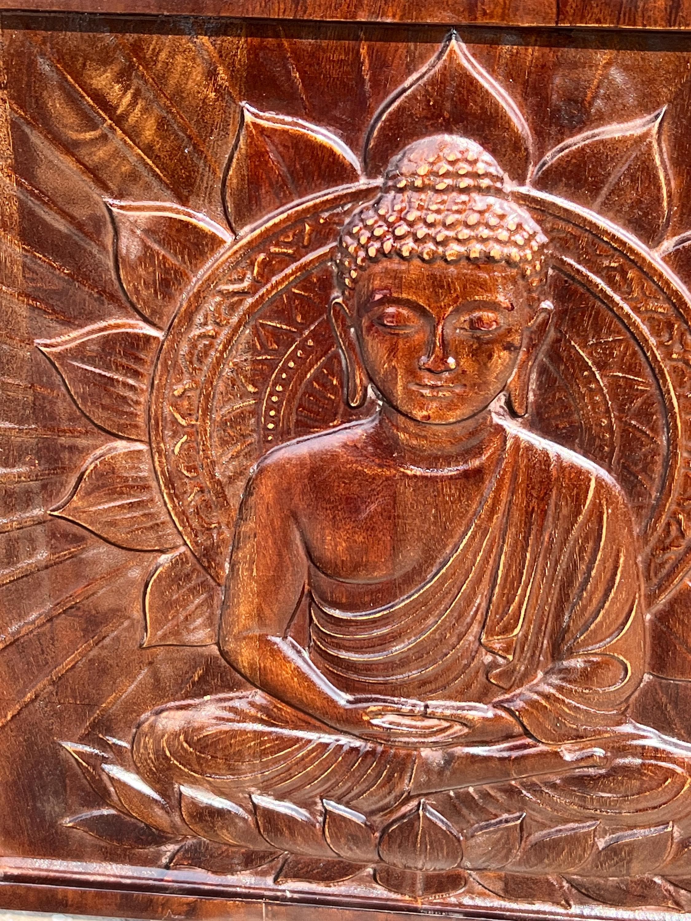Buddha Wood Panel - Dark Finish