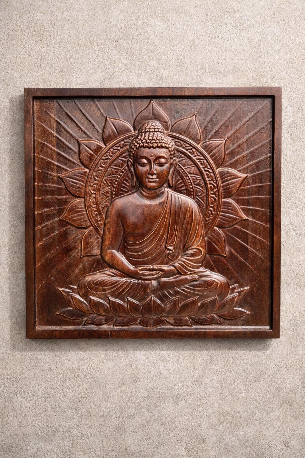 Buddha Wood Panel - Dark Finish