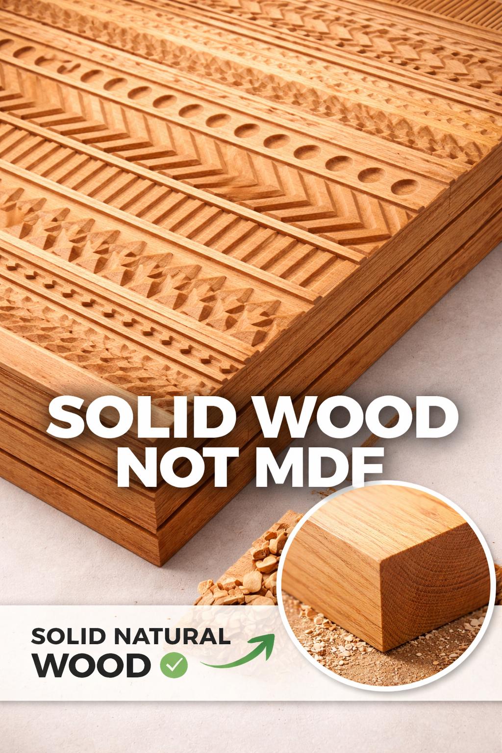 Hand Carved Geometric Wooden Wall Panel