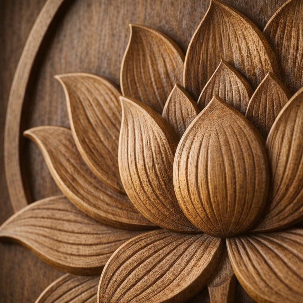 Hand-Carved Wooden Lotus Wall Art  Spiritual Mandala Decor