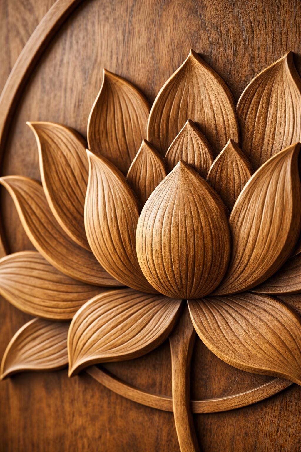 Hand-Carved Wooden Lotus Wall Art  Spiritual Mandala Decor
