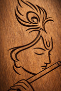 Teak Wood Krishna Wall Art | Minimalist Mandir Decor
